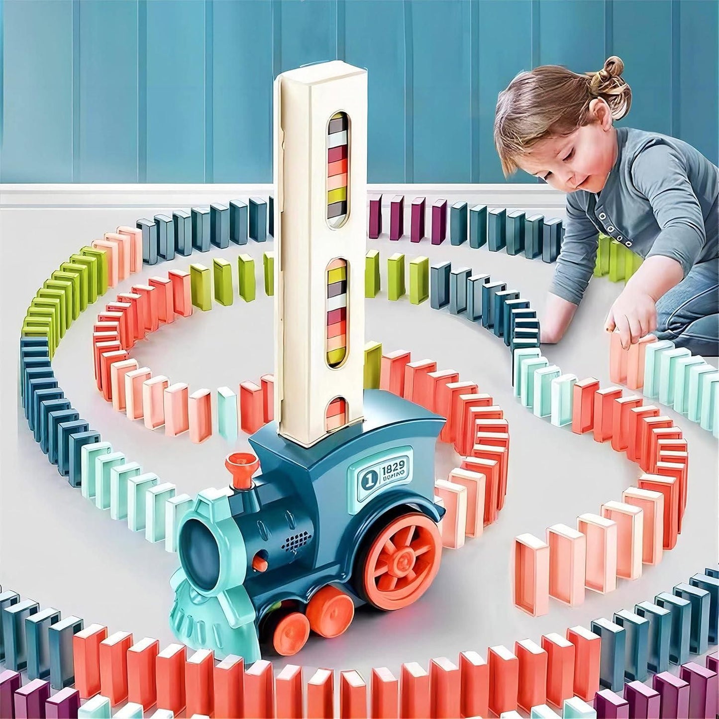 Domino Laying Toy Train Set