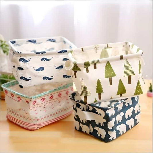 Foldable Canvas Storage Baskets (Pack of 4)