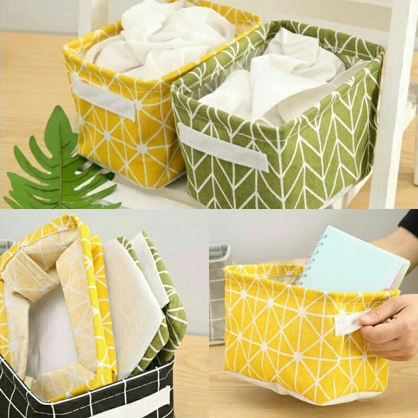 Foldable Canvas Storage Baskets (Pack of 4)